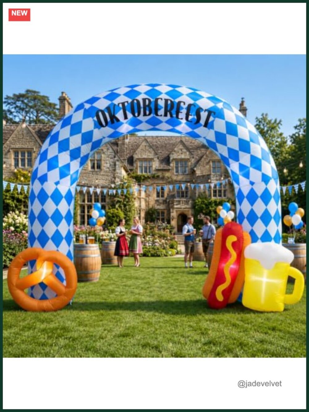 Oktoberfest Inflatable Arch 7.5FT Beer Mug Pretzel Hot Dog Archway LED Lights